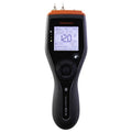 Delmhorst BDX-30 wood moisture meter front view showing the backlit display with a Doug Fir 12.0 percent moisture reading and contact pins at the top.