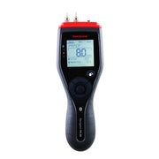 Delmhorst PX-30 Navigator pin-type paper moisture meter showing the display reading 8.0 percent moisture content on the paper scale with set point and material temperature.