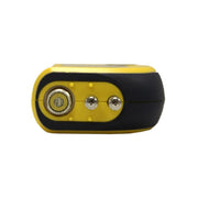 Delmhorst RDM-3/DFM moisture meter top close-up showing the two contact pins and the external electrode connector socket.